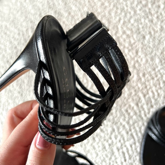 COPY - GUCCI Black Leather Strappy Stiletto Sandals w Ankle Strap - Picture 5 of 7